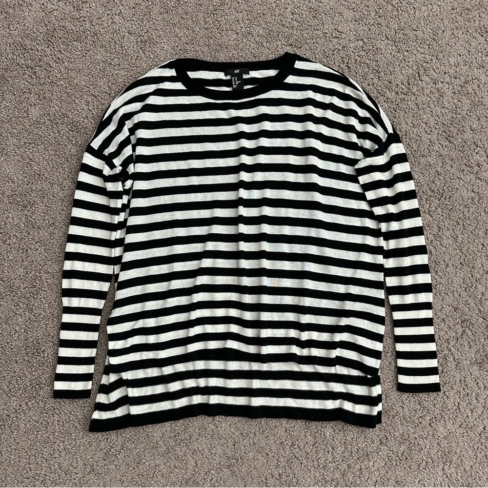 H&M Shirt Womens Size XS Striped Oversized